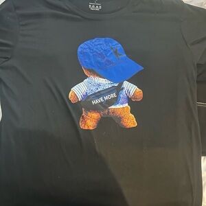Mens Graphic Tee with Blue Hat Teddy - Black